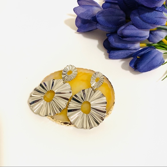 🌺silver leaf Punk hanging statement earring - Picture 5 of 12